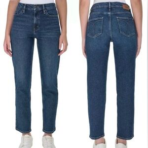 Calvin Klein Jeans High Rise Straight Leg Ankle Dark Wash Denim Blue Jeans, 8/10